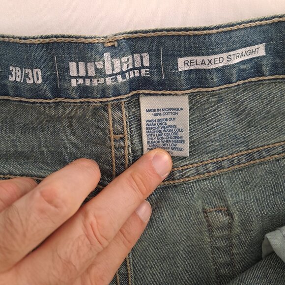 NWT Urban Pipeline Up Relaxed Straight Fit Blue Denim Jeans Men's 38x30 - Picture 4 of 10